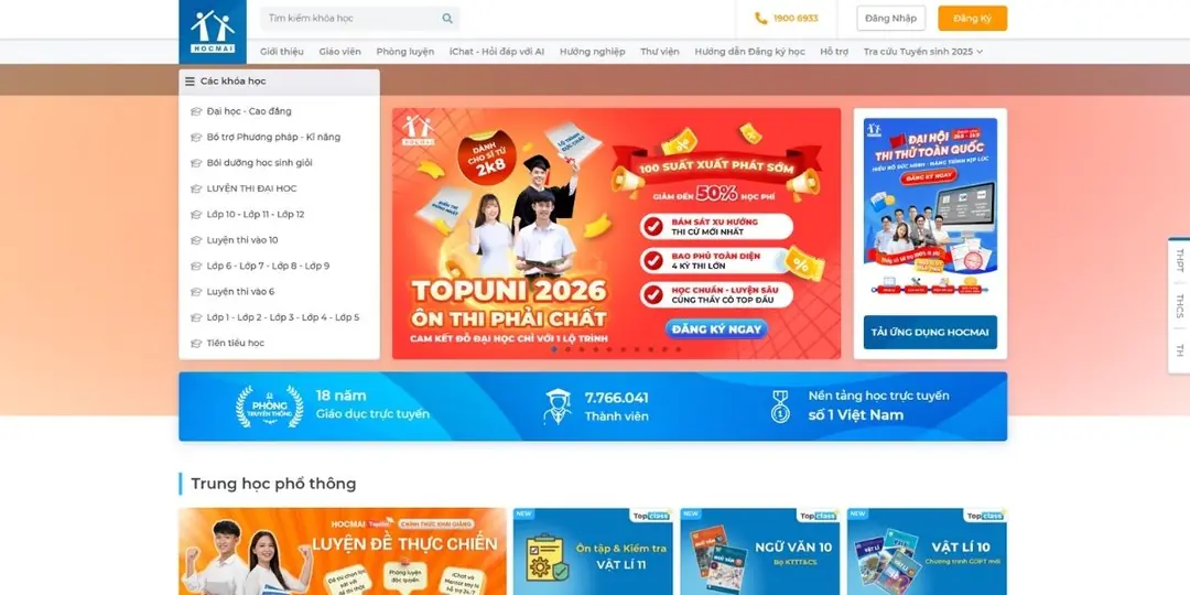 Hocmai – Hệ thống bài giảng chuẩn chương trình, dễ tra cứu